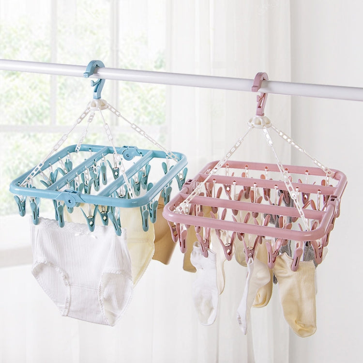 32 Clips Drying Rack Sock Holder Portable Folding Cloth Hanger Rack Clothespin
