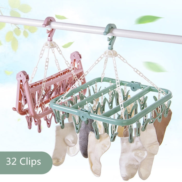 32 Clips Drying Rack Sock Holder Portable Folding Cloth Hanger Rack Clothespin