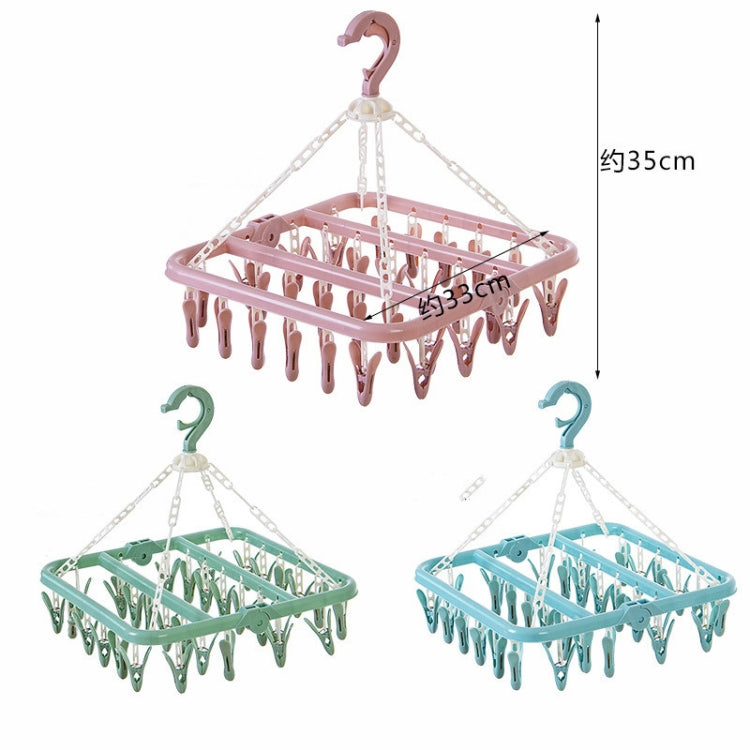 32 Clips Drying Rack Sock Holder Portable Folding Cloth Hanger Rack Clothespin