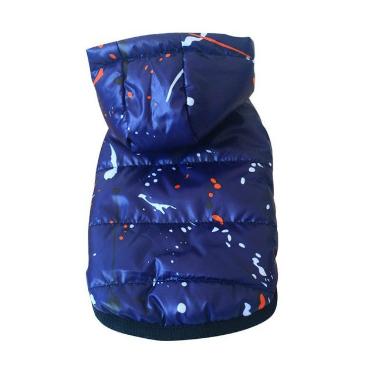 Pet Warm Clothes Dog Splash Ink Printed Cotton Coat, Size: L
