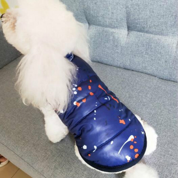 Pet Warm Clothes Dog Splash Ink Printed Cotton Coat, Size: XXL
