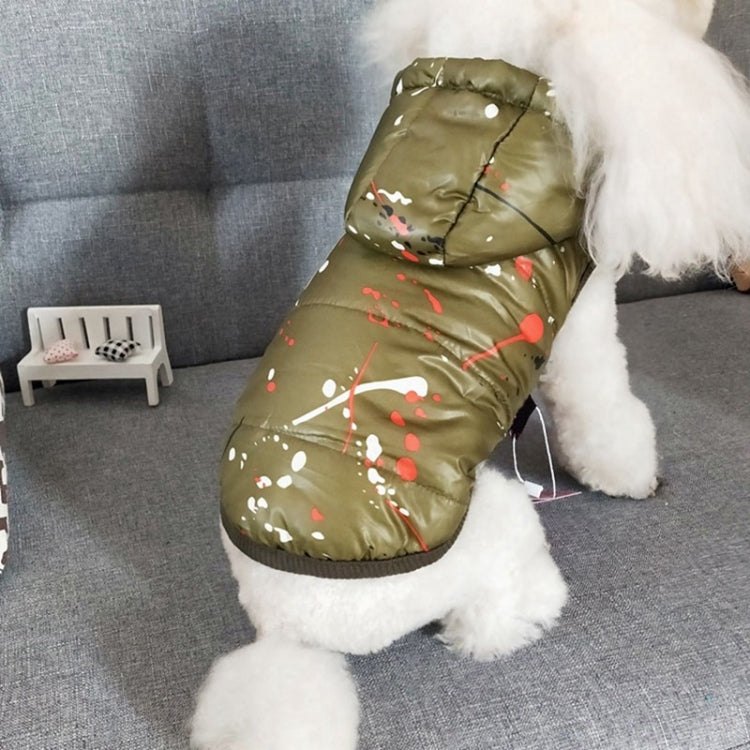Pet Warm Clothes Dog Splash Ink Printed Cotton Coat, Size: XXL