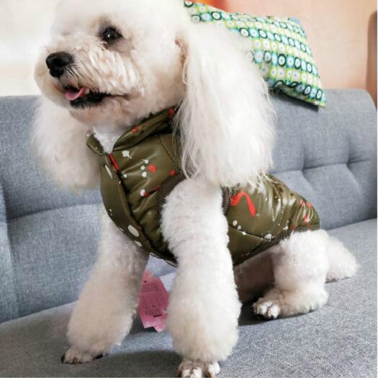 Pet Warm Clothes Dog Splash Ink Printed Cotton Coat, Size: XXL