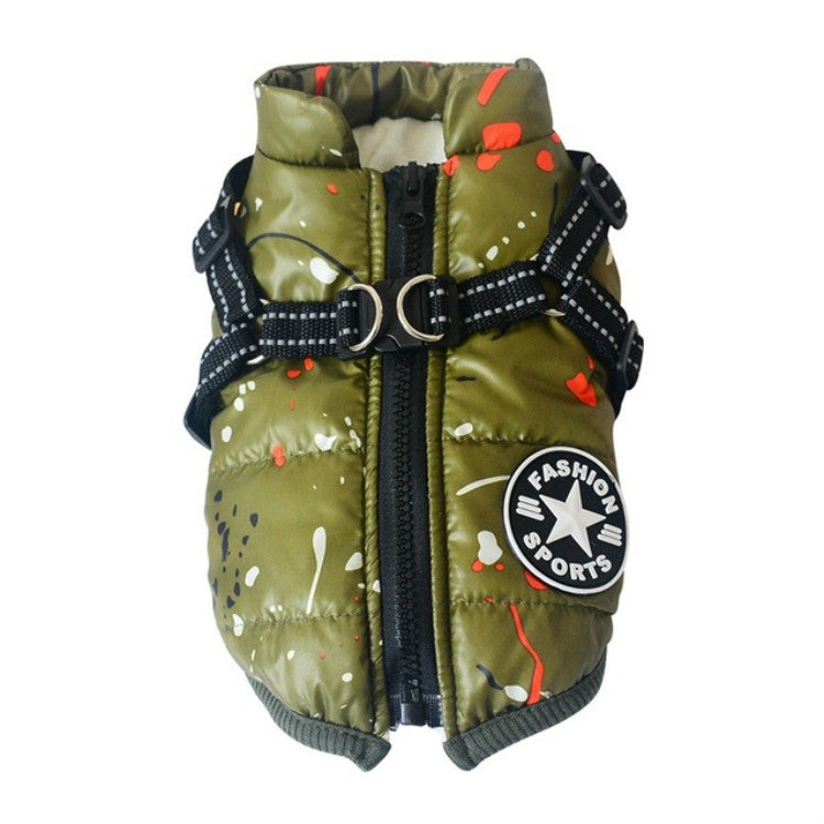 Pet Warm Clothes Dog Splash Ink Printed Cotton Coat, Size: XXL