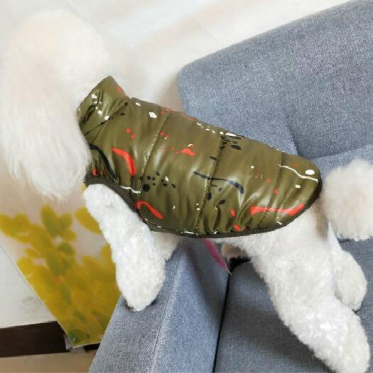 Pet Warm Clothes Dog Splash Ink Printed Cotton Coat, Size: XXL