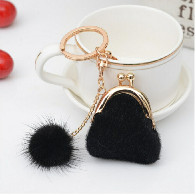3 PCS Mini Unique Keychain Coin Purse Women Pompon Rabbit Fur Ball Plush Key Ring Holder Girls Bags Charm Women Purse Wallet