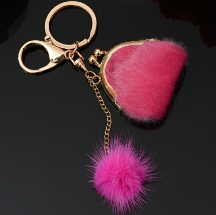 3 PCS Mini Unique Keychain Coin Purse Women Pompon Rabbit Fur Ball Plush Key Ring Holder Girls Bags Charm Women Purse Wallet