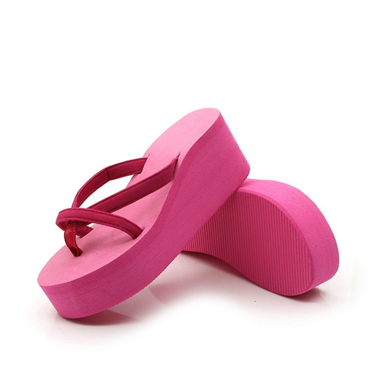 SuHigh Heel Sandals Home Beach Wedge Platform Slippers, Size:41(Blue)