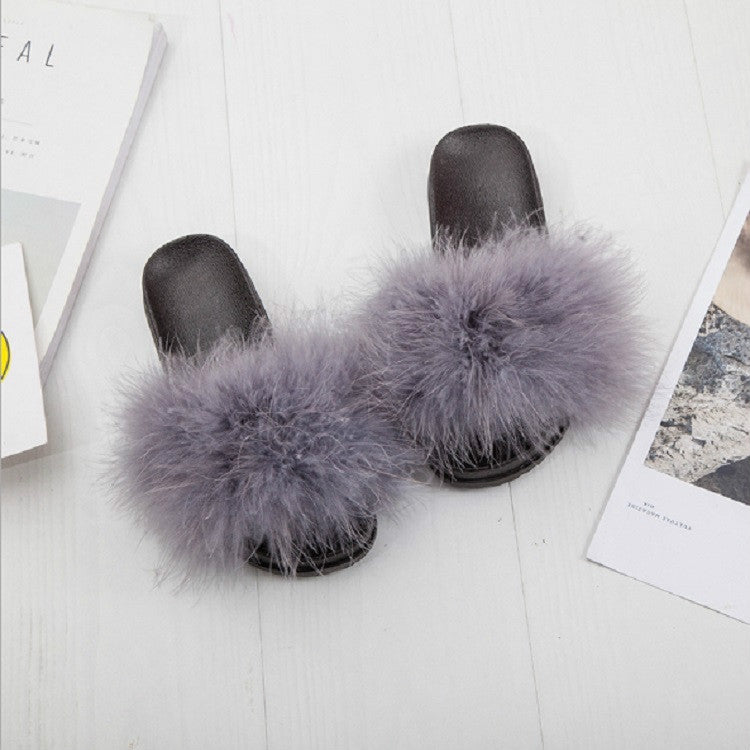 Women Faux Fur Slippers Home Shoes, Size:36