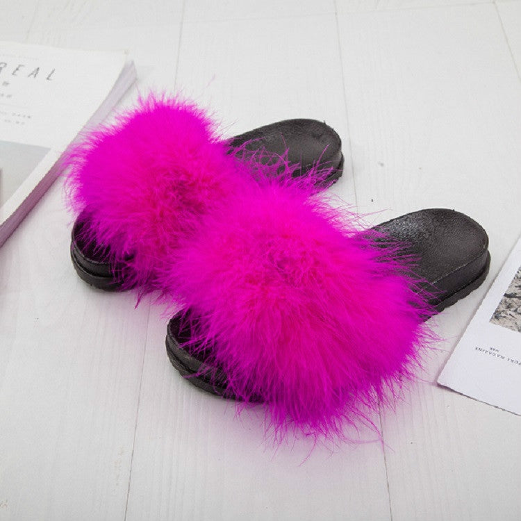 Women Faux Fur Slippers Home Shoes, Size:37