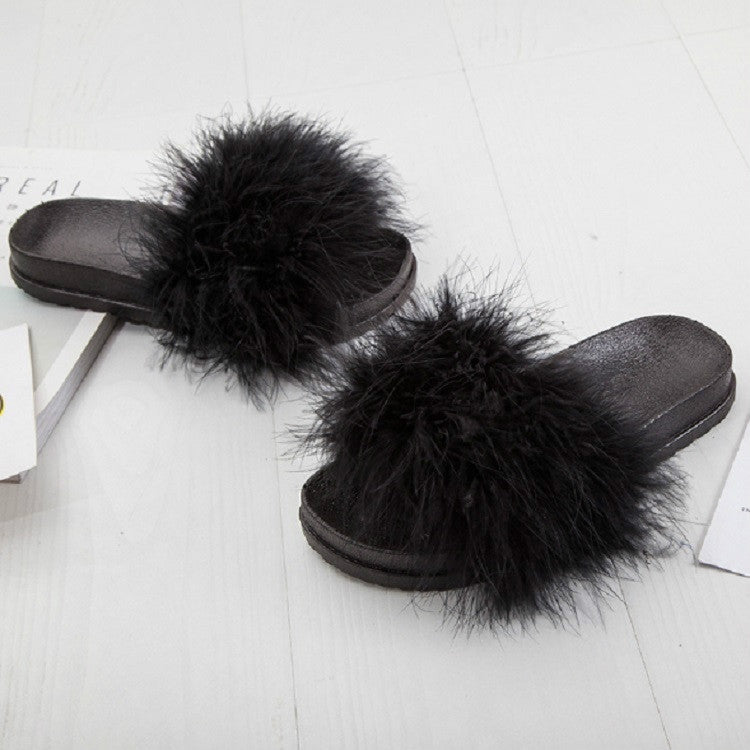 Women Faux Fur Slippers Home Shoes, Size:40