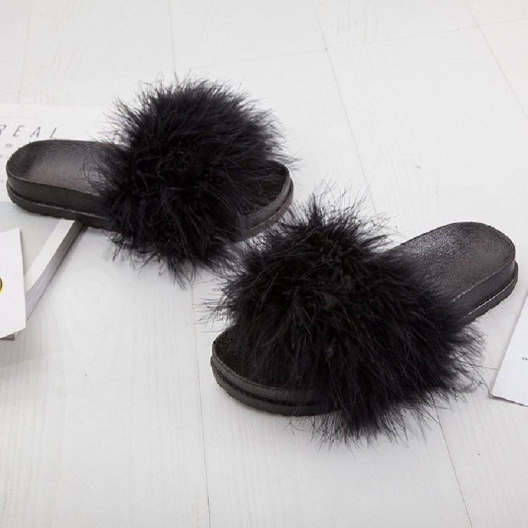 Women Faux Fur Slippers Home Shoes, Size:40