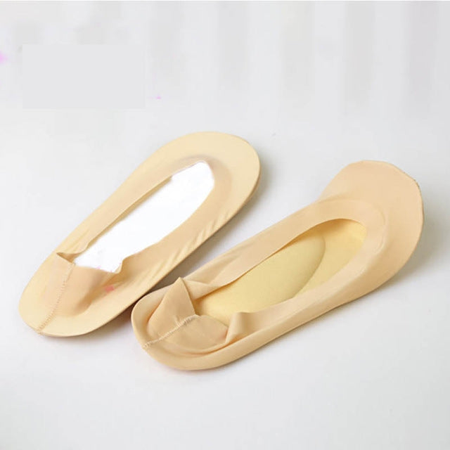 Sponge Pad Ice Silk Silicone Seamless Invisible Non-slip Sweat-absorbent Sailboat Socks