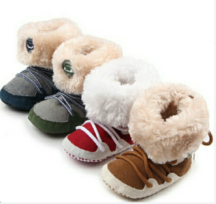 Baby Snow Boots Lace Up Soft Sole Shoes, Size:12