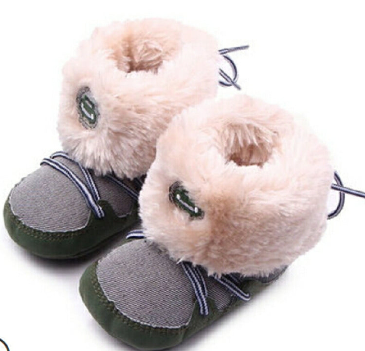 Baby Snow Boots Lace Up Soft Sole Shoes, Size:12