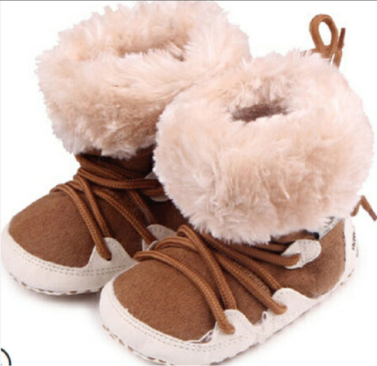 Baby Snow Boots Lace Up Soft Sole Shoes, Size:12
