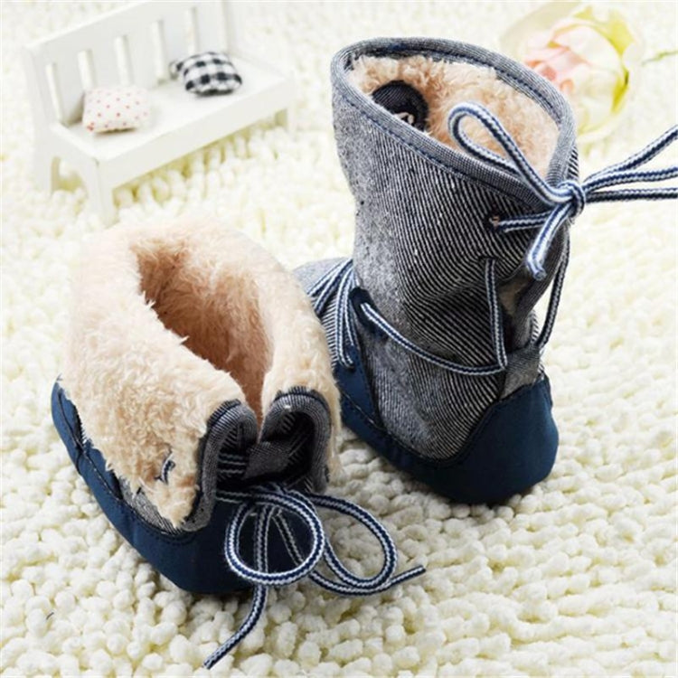 Baby Snow Boots Lace Up Soft Sole Shoes, Size:12