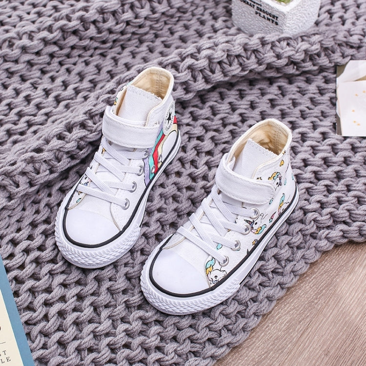 Unicorn Rainbow High Bond Canvas Boots Hook And Loop Fasteners Buckle Shoes, Size:36