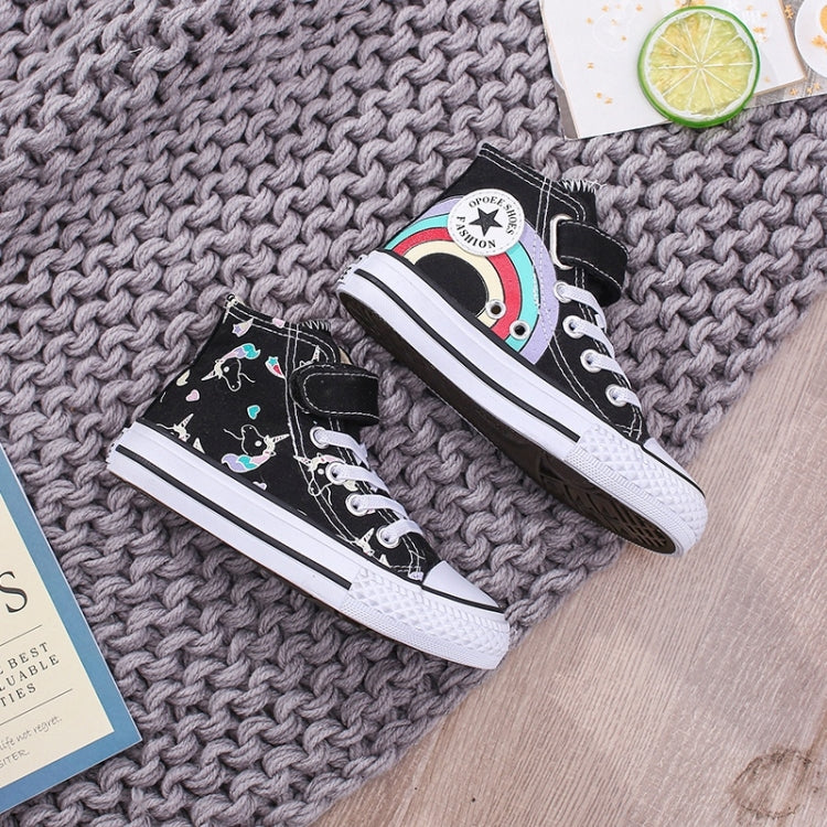 Unicorn Rainbow High Bond Canvas Boots Hook And Loop Fasteners Buckle Shoes, Size:36