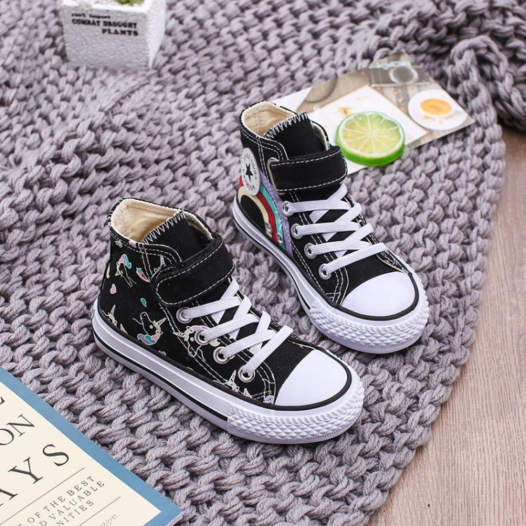 Unicorn Rainbow High Bond Canvas Boots Hook And Loop Fasteners Buckle Shoes, Size:36