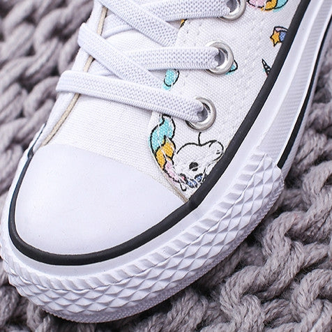 Unicorn Rainbow High Bond Canvas Boots Hook And Loop Fasteners Buckle Shoes, Size:36