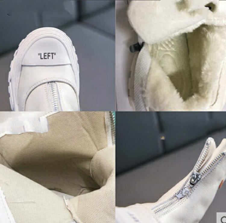 Childrens Shoes  Autumn New Boys Girls Martin Boots Anti-kick Soft Bottom Wearable Leather Boots White (cloth), Size:37
