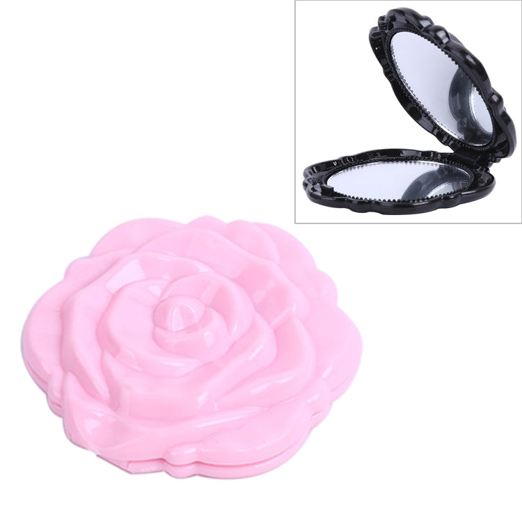 2 PCS Mini Rose Flower Hand Mirror Black Folding Round Mirror Portable Girls Pocket Mirror Double Side Travel Make Up Mirror