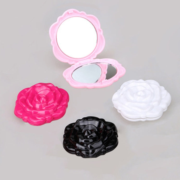 2 PCS Mini Rose Flower Hand Mirror Black Folding Round Mirror Portable Girls Pocket Mirror Double Side Travel Make Up Mirror