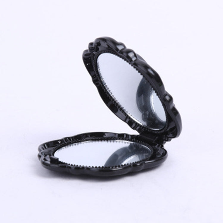 2 PCS Mini Rose Flower Hand Mirror Black Folding Round Mirror Portable Girls Pocket Mirror Double Side Travel Make Up Mirror