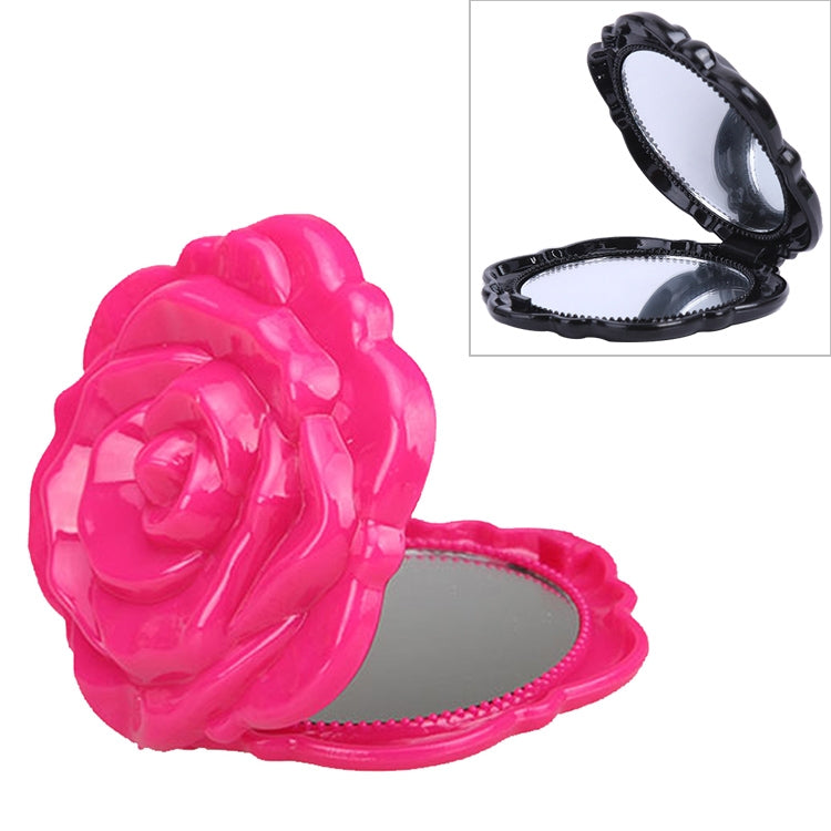 2 PCS Mini Rose Flower Hand Mirror Black Folding Round Mirror Portable Girls Pocket Mirror Double Side Travel Make Up Mirror