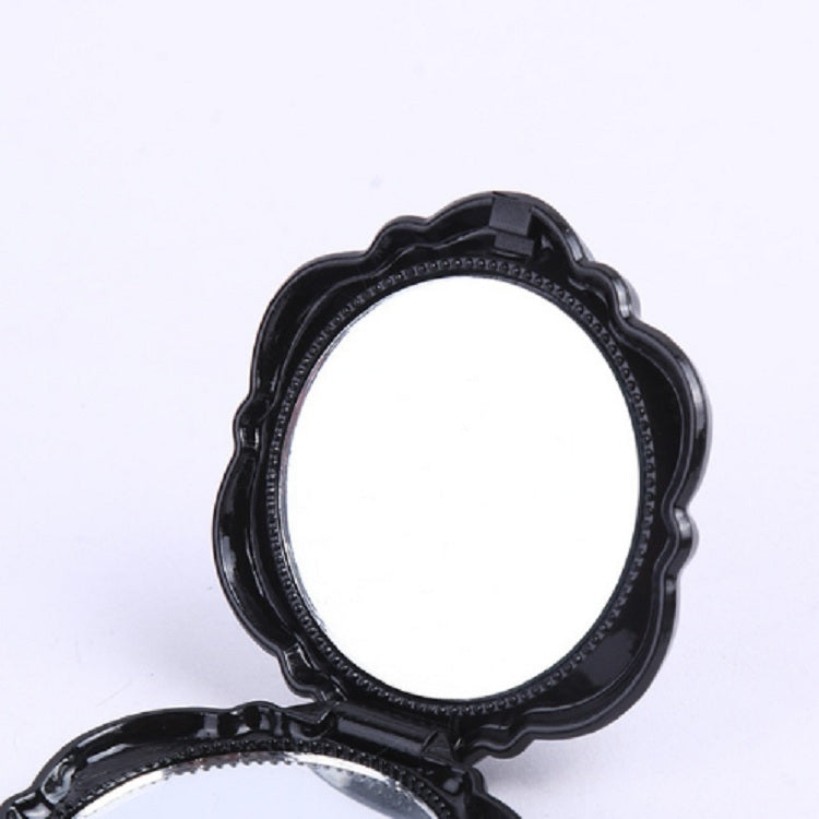 2 PCS Mini Rose Flower Hand Mirror Black Folding Round Mirror Portable Girls Pocket Mirror Double Side Travel Make Up Mirror
