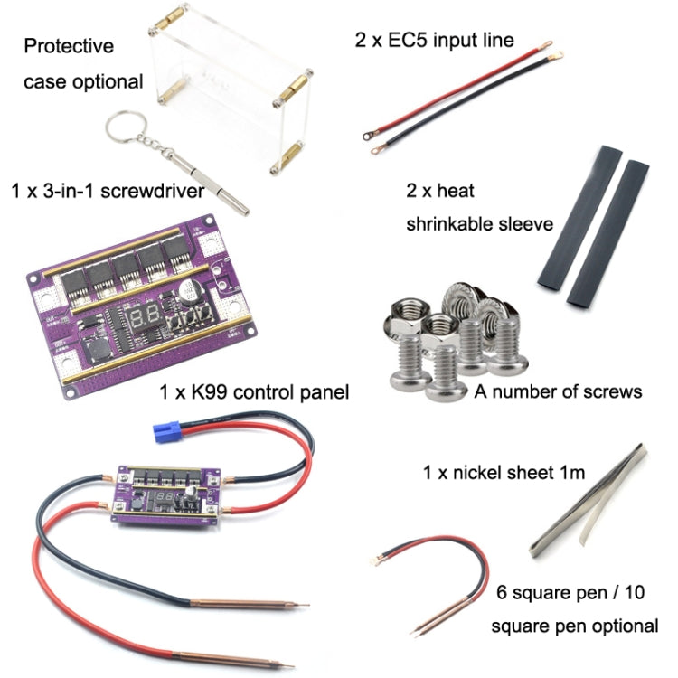 Start Treasure Version 12V Digital Display DIY Battery Spot Welding Machine Pen Control, Style:10 Square Pen