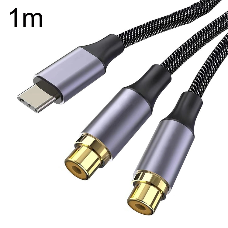 1m Gold Plated Type-C/USB-C Jack to 2 x RCA Female Stereo Audio Cable