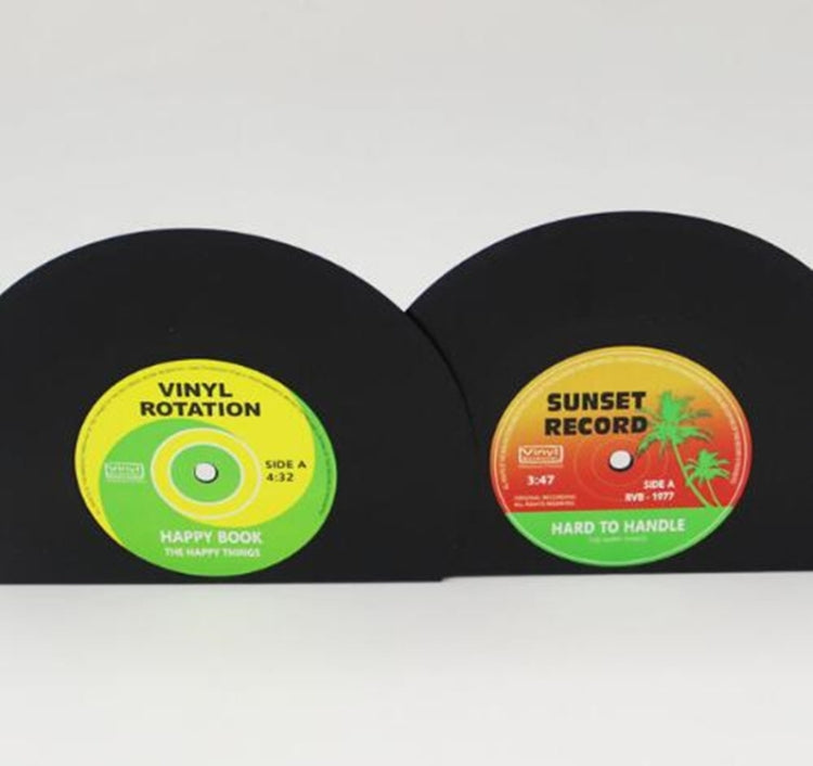 2 Sets Creative Retro Vinyl Record Book Stand Modern Minimalist Home Decoration Student CD Disc Bookend