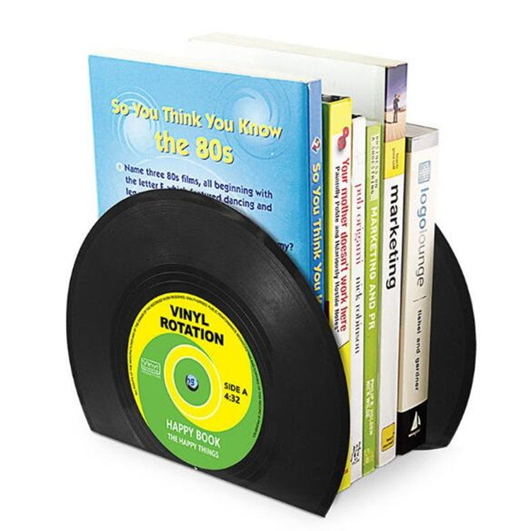 2 Sets Creative Retro Vinyl Record Book Stand Modern Minimalist Home Decoration Student CD Disc Bookend