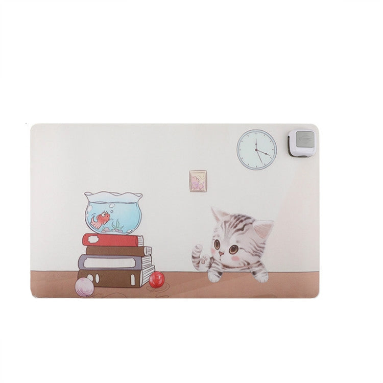 220V Electric Hot Plate Writing Desk Warm Table Mat Blanket Office Mouse Heating Warm Computer Hand Warmer Desktop Heating Plate, Color:Cat, CN Plug