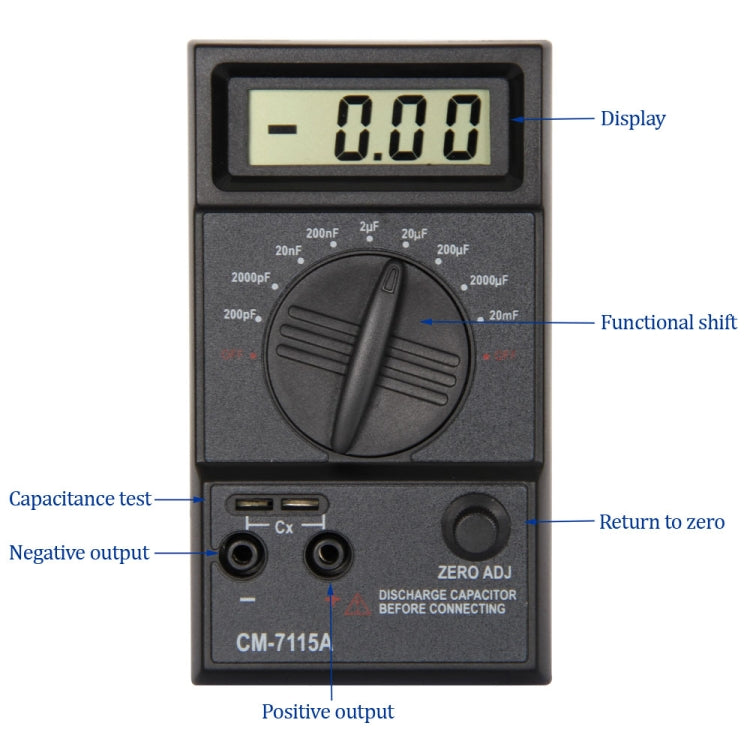 2 PCS Digital Capacitance Meter Professional Test Precision Capacitor without Discharge(CM7115A)