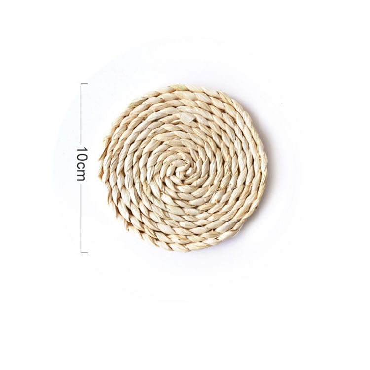 2 PCS Non-slip Natural Corn Woven Thickening Insulated Tea Mat Table Heat-resistant Casserole Mat Round Coaster 10cm