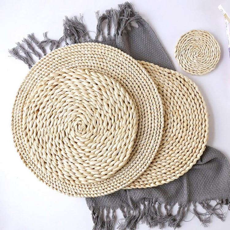 2 PCS Non-slip Natural Corn Woven Thickening Insulated Tea Mat Table Heat-resistant Casserole Mat Round Coaster 10cm