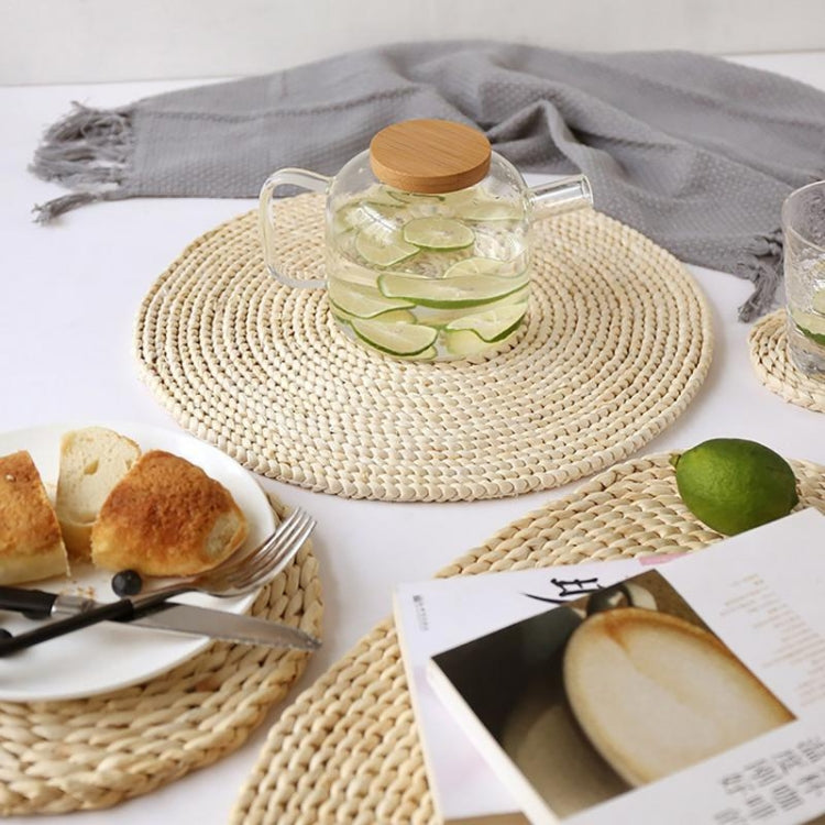 2 PCS Non-slip Natural Corn Woven Thickening Insulated Tea Mat Table Heat-resistant Casserole Mat Round Coaster 10cm