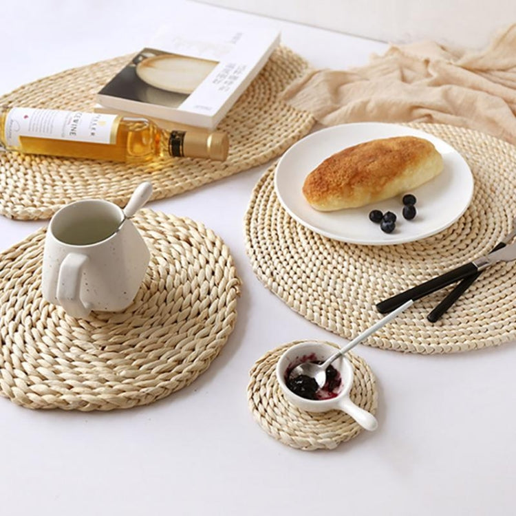 2 PCS Non-slip Natural Corn Woven Thickening Insulated Tea Mat Table Heat-resistant Casserole Mat Round Coaster 10cm