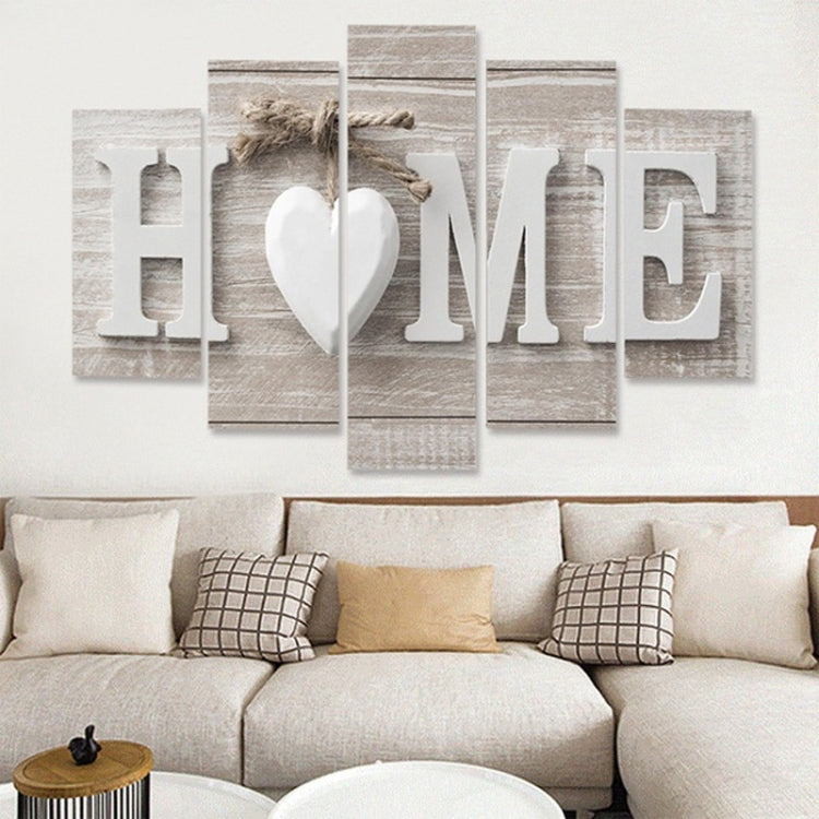 5 PCS Canvas Printing Love HOME Frameless Wall Art Pictures for Home Living Room Bedroom Decoration, Size:25x40cm x2,25x50cm x2,25x60cm x1