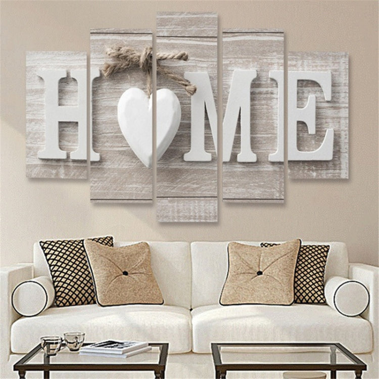 5 PCS Canvas Printing Love HOME Frameless Wall Art Pictures for Home Living Room Bedroom Decoration, Size:30x40cm x2,30x60cm x2,30x80cm x1