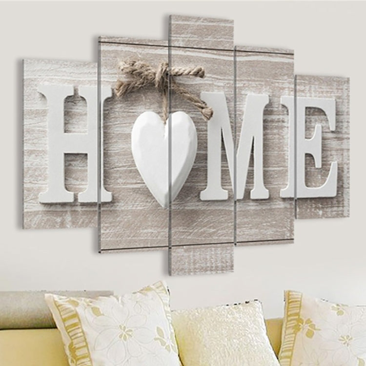 5 PCS Canvas Printing Love HOME Frameless Wall Art Pictures for Home Living Room Bedroom Decoration, Size:30x40cm x2,30x60cm x2,30x80cm x1