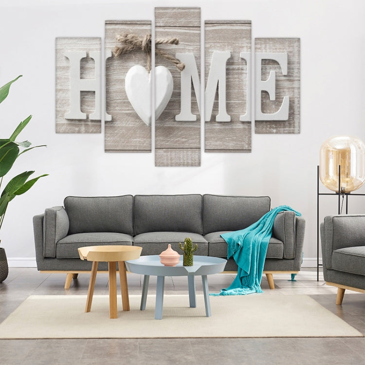 5 PCS Canvas Printing Love HOME Frameless Wall Art Pictures for Home Living Room Bedroom Decoration, Size:30x40cm x2,30x60cm x2,30x80cm x1