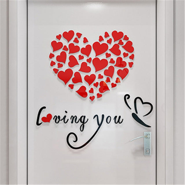 Love Heart DIY Removable Wall Stickers Room Decor 3d Wall Stickers, Size: 40cm x 40cm