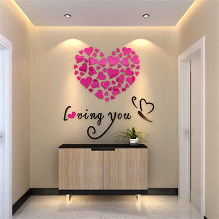 Love Heart DIY Removable Wall Stickers Room Decor 3d Wall Stickers, Size: 40cm x 40cm