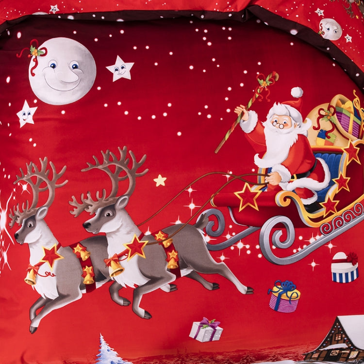 3D Merry Christmas Bedding Set Santa Claus Red Duvet Cover and Pillow Case Set, Size:Twin:173x218cm(Red)