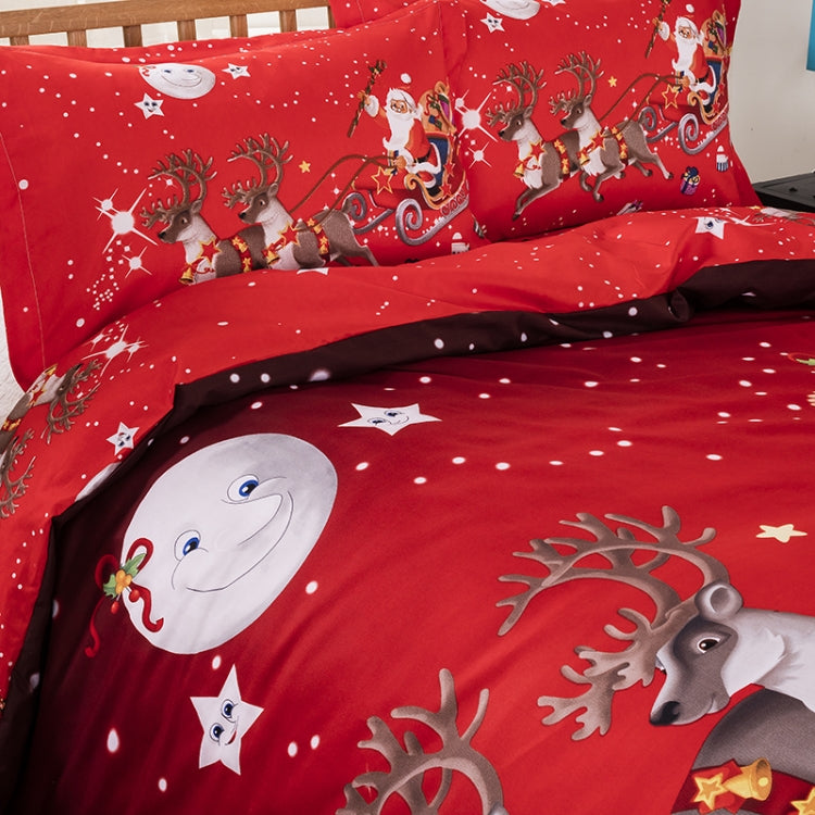 3D Merry Christmas Bedding Set Santa Claus Red Duvet Cover and Pillow Case Set, Size:Twin:173x218cm(Red)