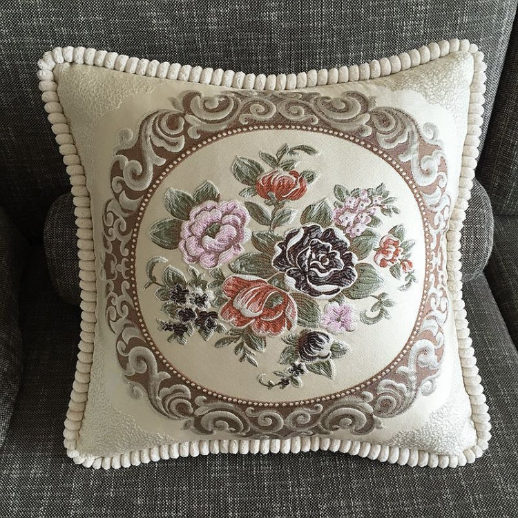 Embroidered Retro Home Sofa Cushion Pillow Cover, Size:48*48cm without Core